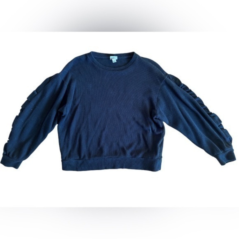 A New Day-Women's Ruffle Sleeve Sweater Black Size S